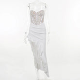 Townlike Ruffles Lace Patchwork Long Nightclub Sexy Party Bodycon Dress InsStreet